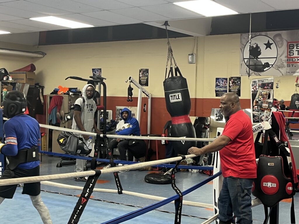 Boxers under the watchful eye and tutelage of Coach Benford
